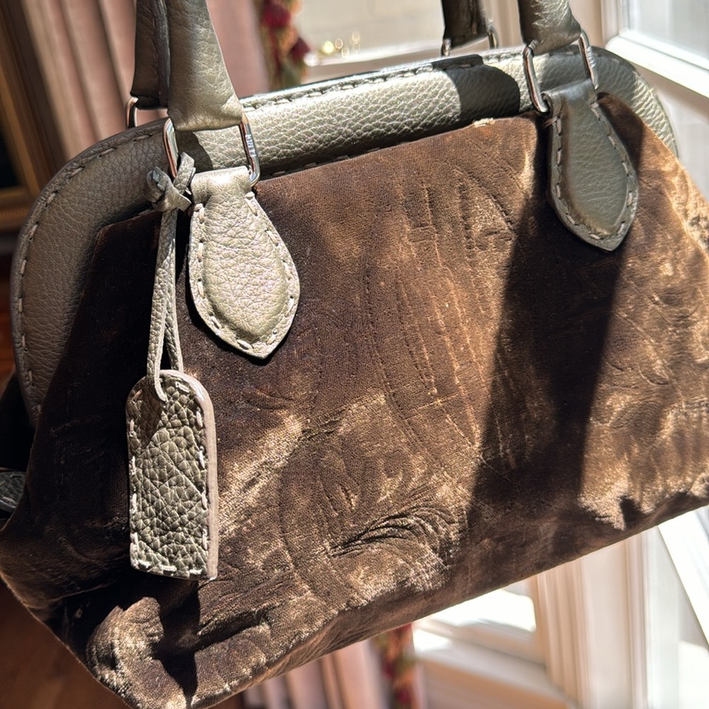 *AUTHENTIC* FENDI | Vintage Selleria Velvet Handle Bag